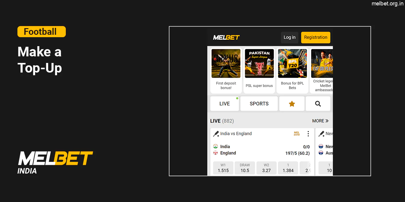 Make a top up before doing bets at Melbet